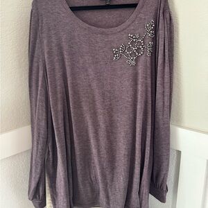 Very Pretty Plus Size Lane Bryant 26/28 Purple Long Sleeve with Beaded Accents